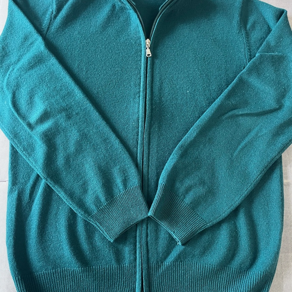 Men's Eredi Pisano Teal Full-Zip Cashmere Sweater - Picture 1 of 2